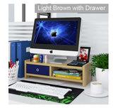 Sturdy 2 level wooden monitor riser LCD / Led Ergonomic stand with drawer, Model F