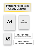 Digital Journal, Printable, A4, A5, letter size, Digital download