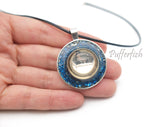 CR2032 battery cast in resin pendent with matching cord