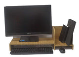 1 level wooden LED monitor riser stand with attached side shelf