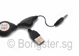 Retractable mini USB Male to USB type A Male with audio cable