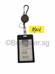 Retractable Badge reel with carabina hook ID tag Black Red Blue
