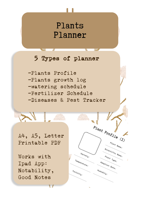 house plant journal template Plant Care Journal, Printable, A4, A5, letter size, Digital download V – Bongster
