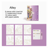 Watercolour painting papers with paint and paintbrush 2 designs DIY adults and kids