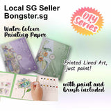 Watercolour painting papers with paint and paintbrush 2 designs DIY adults and kids
