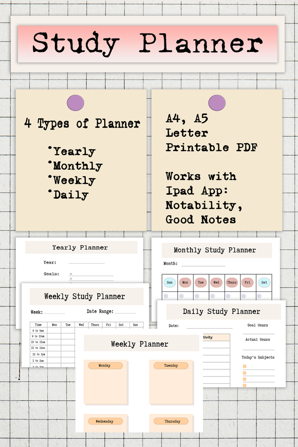 Digital Study Journal, Printable, A4, A5, letter size, Digital downloa ...