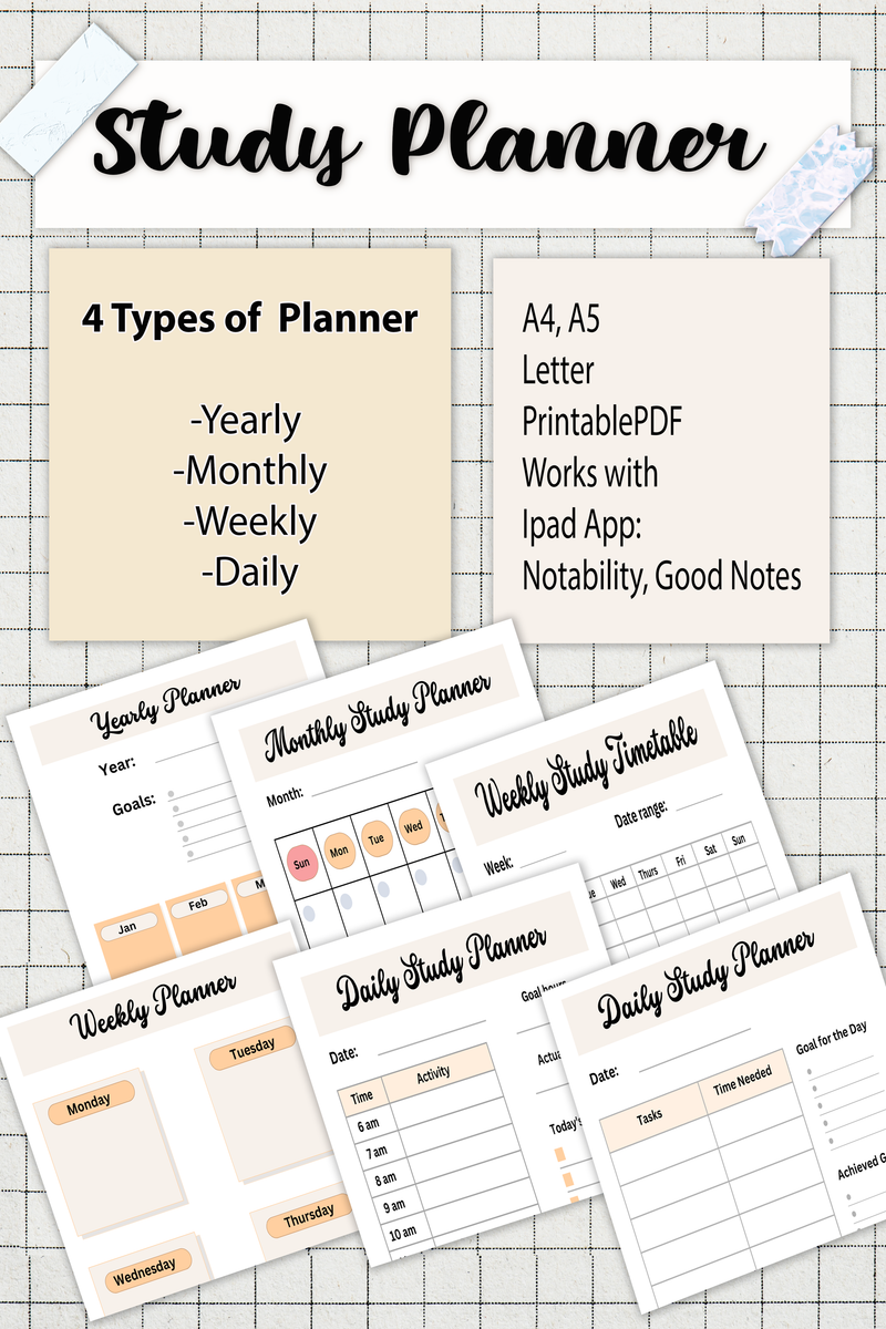 Study Journal Pdf Digital Study Journal, Printable, A4, A5, letter size, Digital downloa ...