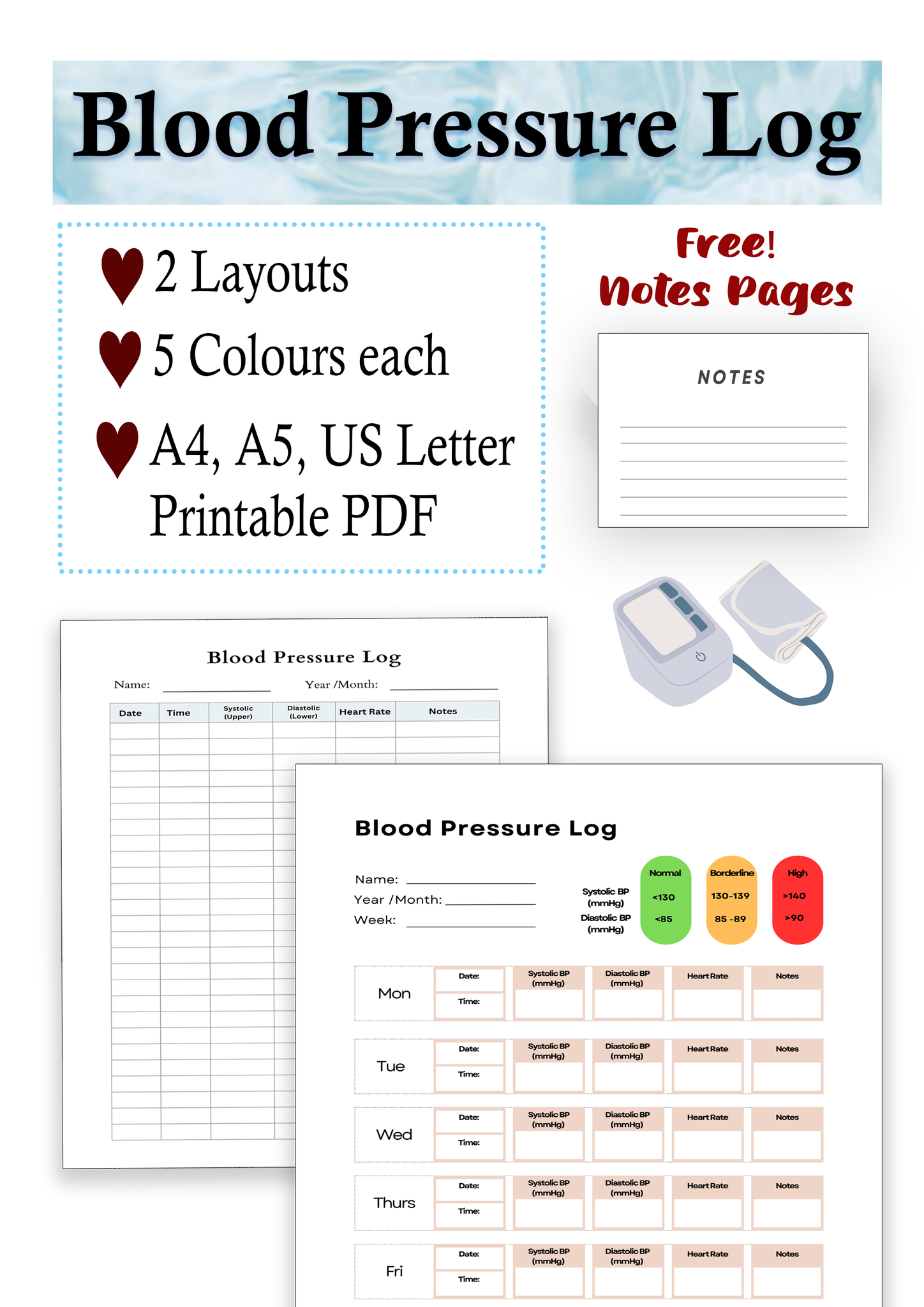 Blood Pressure Log printable – Bongster blood-pressure-log-printable-bongster