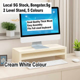 Sturdy 2 level wooden monitor riser LCD / Led Ergonomic stand, Model G