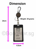 Retractable Badge reel with carabina hook ID tag Black Red Blue