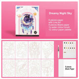 Watercolour painting book with paint and paintbrush 7 designs DIY adults and kids