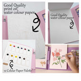 Watercolour painting book with paint and paintbrush 7 designs DIY adults and kids
