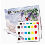 Watercolour painting papers 20 sheets with paint and paintbrush DIY adults and kids