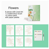 Watercolour painting papers with paint and paintbrush 2 designs DIY adults and kids