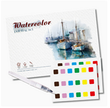 Watercolour painting papers 20 sheets with paint and paintbrush DIY adults and kids