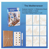 Watercolour painting papers Accordian frame style with paint and paintbrush DIY adults and kids