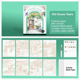 Watercolour painting book with paint and paintbrush 7 designs DIY adults and kids