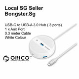 Orico 4 in 1 USB-C Cable to USB-A 3.0 Hub White
