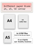 Digital Study Journal, Printable, A4, A5, letter size, Digital download V2