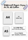 Digital Study Journal, Printable, A4, A5, letter size, Digital download V1
