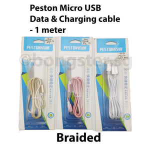 Peston 1 meter Micro USB data and charging cable braided