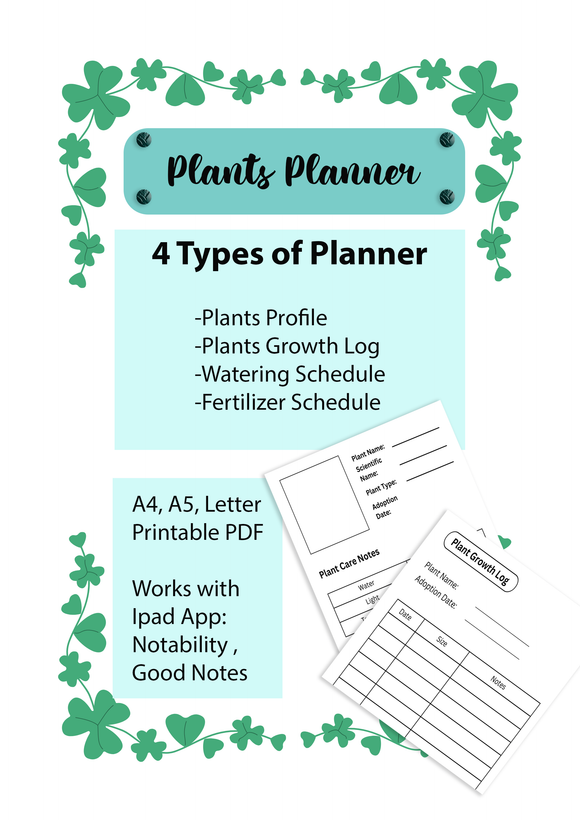 Plant Care Journal, Printable, A4, A5, letter size, Digital download V1
