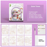Watercolour painting book with paint and paintbrush 7 designs DIY adults and kids