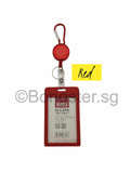 Retractable Badge reel with carabina hook ID tag Black Red Blue