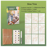 Watercolour painting papers Accordian frame style with paint and paintbrush DIY adults and kids