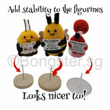 Crochet toy figurine stand base wood plastic 10 units per set