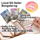 Watercolour painting papers Accordian frame style with paint and paintbrush DIY adults and kids