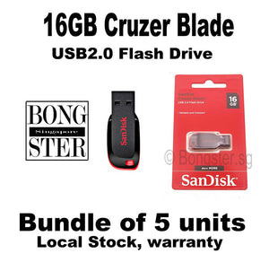 Sandisk 16GB Cruzer Blade USB2.0 Flash Drive Bundle of 5 units