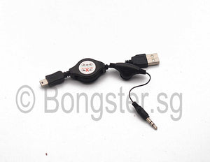 Retractable mini USB Male to USB type A Male with audio cable