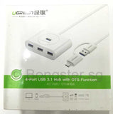 UGREEN 4 Ports USB 3.0 Hub With Type-C USB 3.0 OTG Adapter Converter for USB-C Device